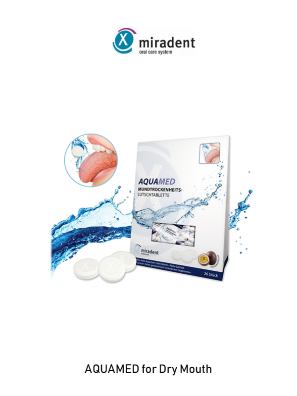 Verpakking mete Aquamed droge mond snoepjes met xyilitol 26 stuks