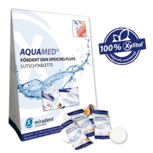 Verpakking met Aquamed droge mond snoepjes 26 stuks