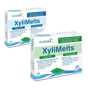 Doosjes met Xylimelts voor een droge mond in smaak munt of munt vrij