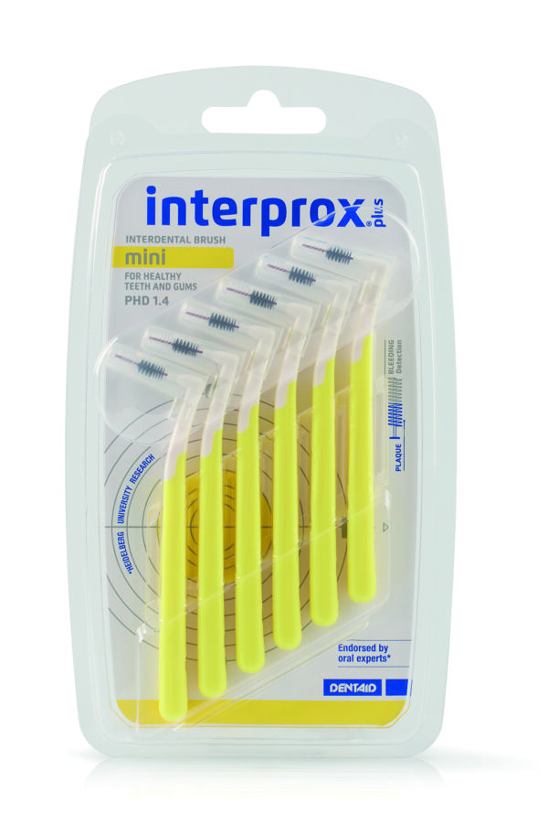 Verpakking conisch Interprox rager plus geel 1.4 met een hoek
