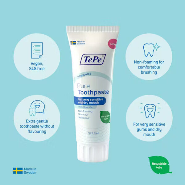 Tube Tepe Pure tandpasta met toepassing reden